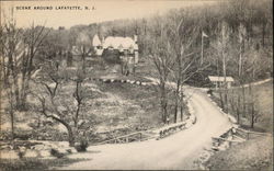 Scene Around Layfayette, N. J.: Bridge and Road With Home in Background Lafayette, NJ Postcard Postcard Postcard