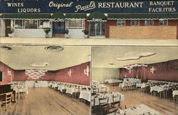 Original Paul's Restaurant - One View of Front, Two of Interior Brooklyn, NY Postcard Postcard Postcard