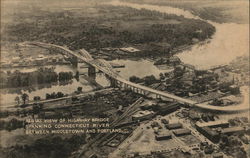 Aerial View of Highway Bridge Spanning Connectiut River Postcard