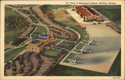 Air View of Municipal Airport Postcard