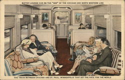 Buffet Lounge on the "400" Chicago & North Western Line Postcard