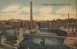 The heart of Biddeford and Saco, Maine Postcard