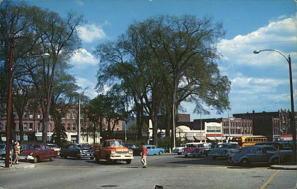 Approaching Central Square and Main Steet Keene, NH Postcard