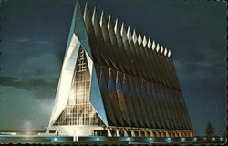 Cadet Chapel at Night Postcard