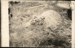 Burial Mound, Grave, With Flowers Death Postcard Postcard Postcard