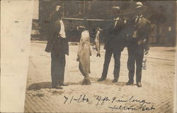 71 lbs - 4' 9" long Fulton Cat displayed by three men - caught by Ned. 7/22/1908 Keokuk, IA Postcard Postcard Postcard