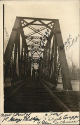 Men on New Railroad Bridge Postcard