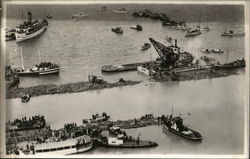 Boats in Harbor Postcard