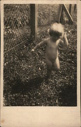 Nude Child Running in Grass Children Postcard Postcard Postcard