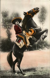 Mexican Cowboy on Rearing Horse Mexico Cowboy Western Postcard Postcard Postcard