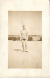 Girl Posing on Beach Island Grove, NJ Postcard Postcard Postcard