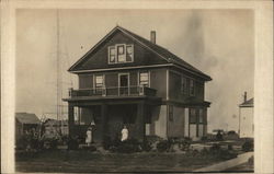 Snapshot of People on Porch of Residence Buildings Postcard Postcard Postcard