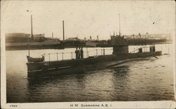 H M Submarine A.E. Navy Postcard Postcard Postcard