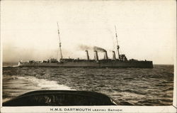 H.M.S. Dartmouth leaving Barrow Postcard