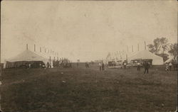 Tents, Biplane set up for Airshow Postcard