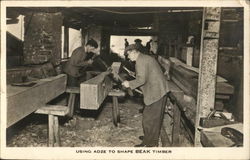 Using Adze to Shape Break Timber England Postcard Postcard Postcard