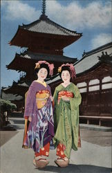 Maiko Girls of Kyoto Japan Postcard Postcard Postcard