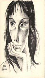 Pencil Drawing of Woman Postcard