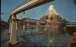 Monorail and Matterhorn Mountain Disney Postcard Postcard Postcard