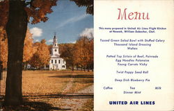 Fall in New England United Airlines Menu Airline Advertising Postcard Postcard Postcard