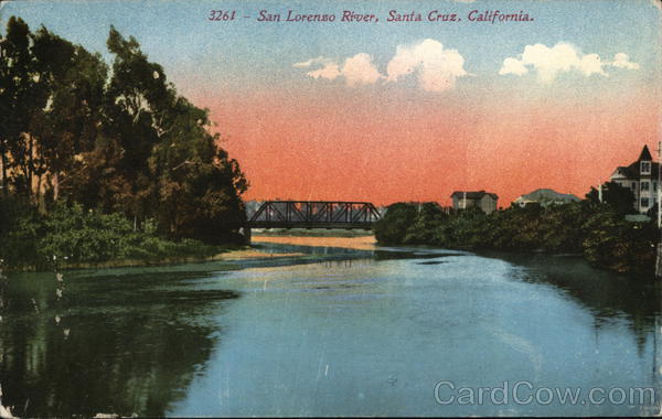 1912 Santa Cruz CA San Lorenzo River Mitchell California Antique