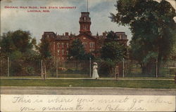 Nebraska State University - Original Main Building Lincoln, NE Postcard Postcard Postcard