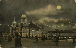 Steel Pier by Moonlight Postcard