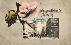 Washington Street Looking East from Sixth Portland, OR Postcard Postcard Postcard