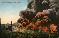 California Oil Well on Fire Oil Wells Postcard Postcard Postcard