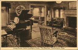 Living Room, Calvin Coolidge's Home, "The Beeches" Postcard