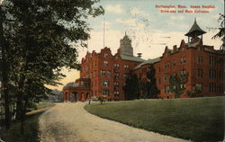 Insane Hospital, Drive-way and Main Entrance Northampton, MA Postcard Postcard Postcard