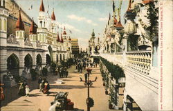 Buildings and Elevated Promenade, Luna Park, Coney Island New York, NY Postcard Postcard Postcard