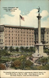 Victory Monument and Union Square Hotel Postcard