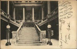 Carnegie Library - Staircase of Art Gallery Postcard