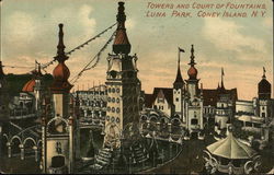 Towers and Court of Fountains, Luna Park Postcard