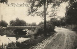 Lake and Drive, Moravian Cemetery, New Dorp Postcard