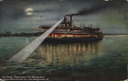 The Ferry "Davenport" by Moonlight Iowa Postcard Postcard Postcard