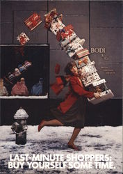 Shopper Running With Xmas Packages, US Postal Service Postcard