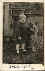 Boy and Dog, 1918 Boys Postcard Postcard Postcard