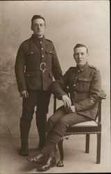 Portrait of Two World War I Soldiers Postcard Postcard Postcard