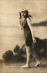 Girl in Bathing Suit Postcard