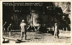 Pouring Concrete - Boulder Dam Boulder City, NV Postcard Postcard Postcard