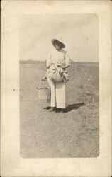 Woman Working in Field Women Postcard Postcard Postcard