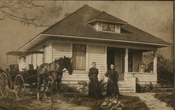 Mrs. Kean, Grandma & Aunt Bertha In Front of House Postcard