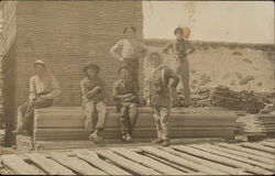 Men at Lumbermill Postcard Postcard Postcard