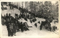 People Gathered on Snowy Slope Postcard Postcard Postcard