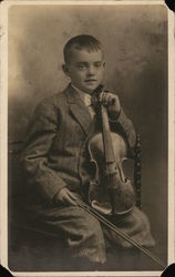 Portrait of Boy and Violin Postcard