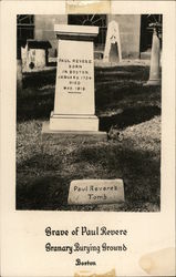 Grave of Paul Revere - Granary Burying Ground Postcard