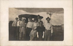 People Posing In Front of Car Postcard