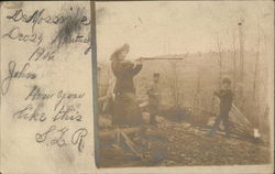 Shooting Guns in Cleared Field Postcard